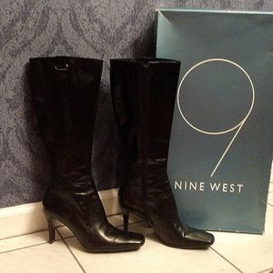 Nine West black leather boots 6.5